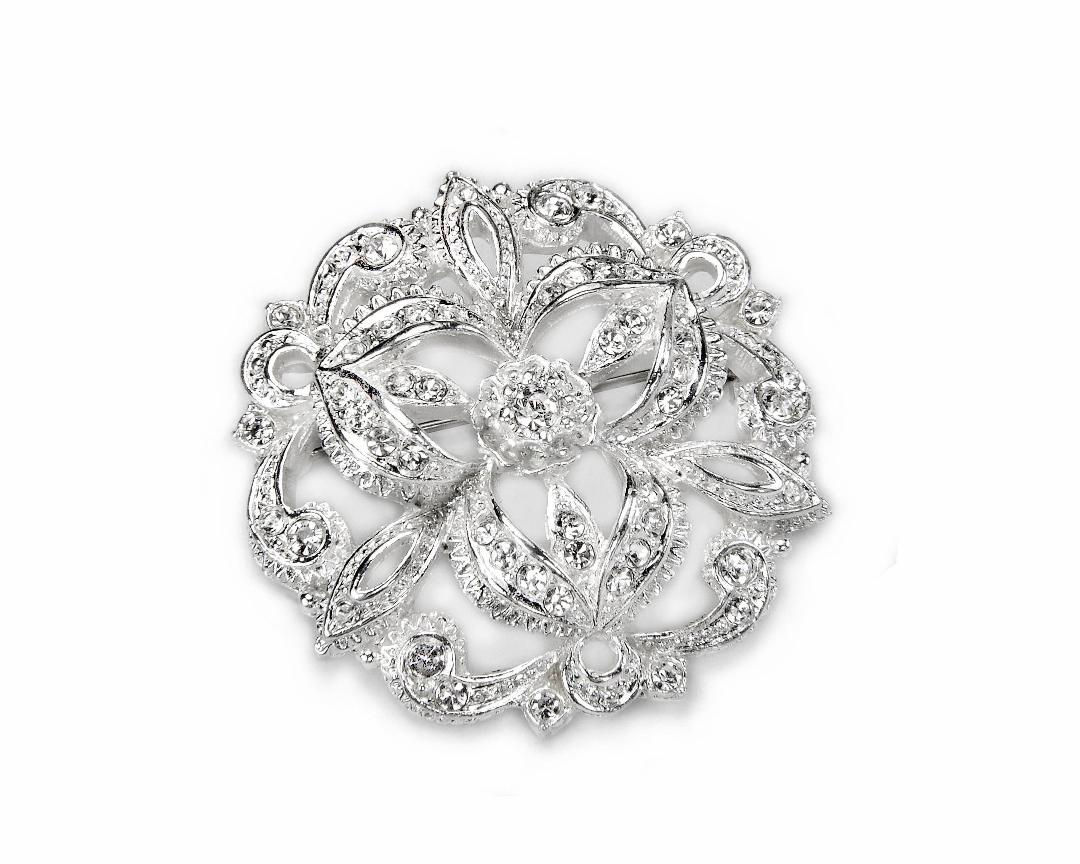 Floral Brooch with Preciosa Crystals