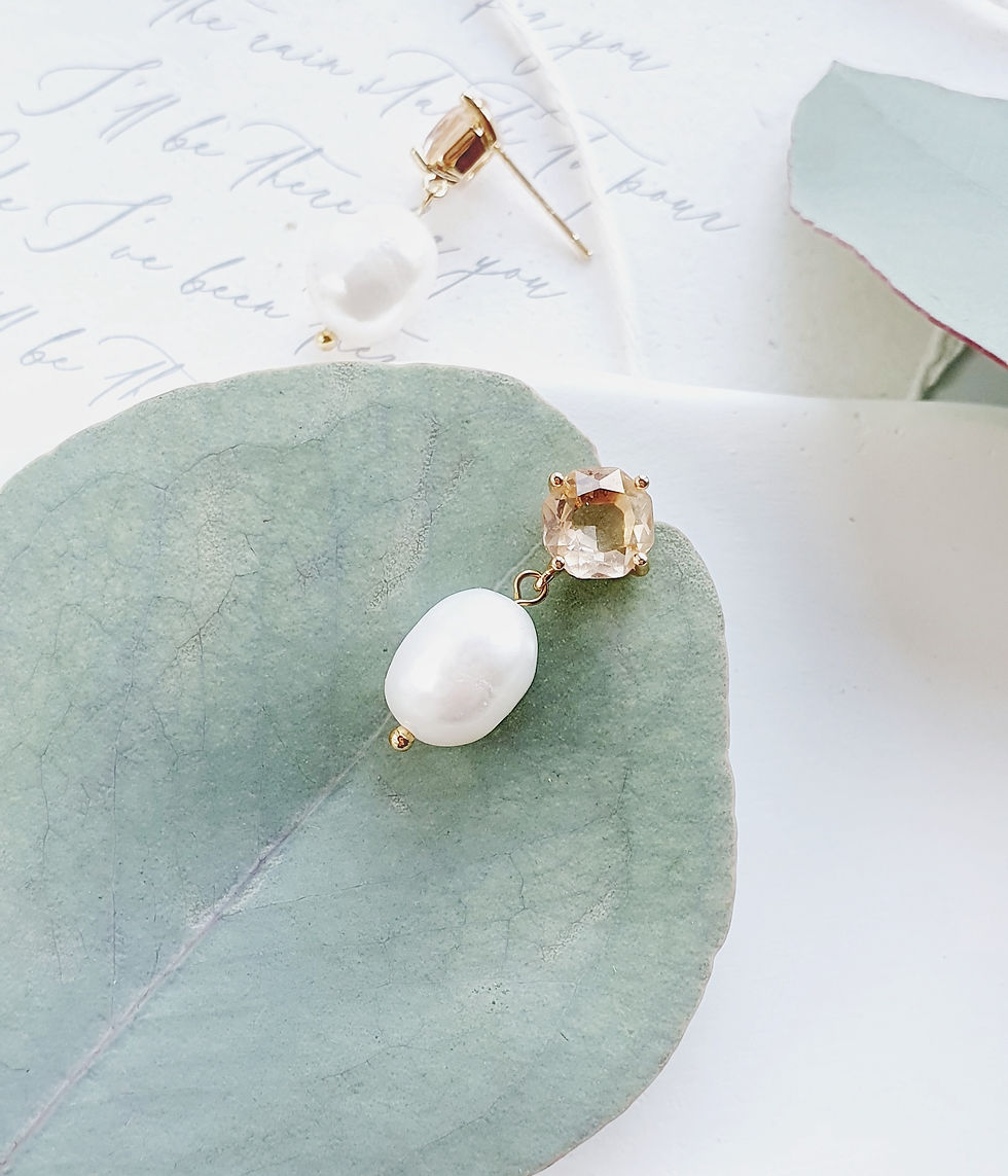 Прев'ю: LEYA Crystal Pearl Drop Earrings
