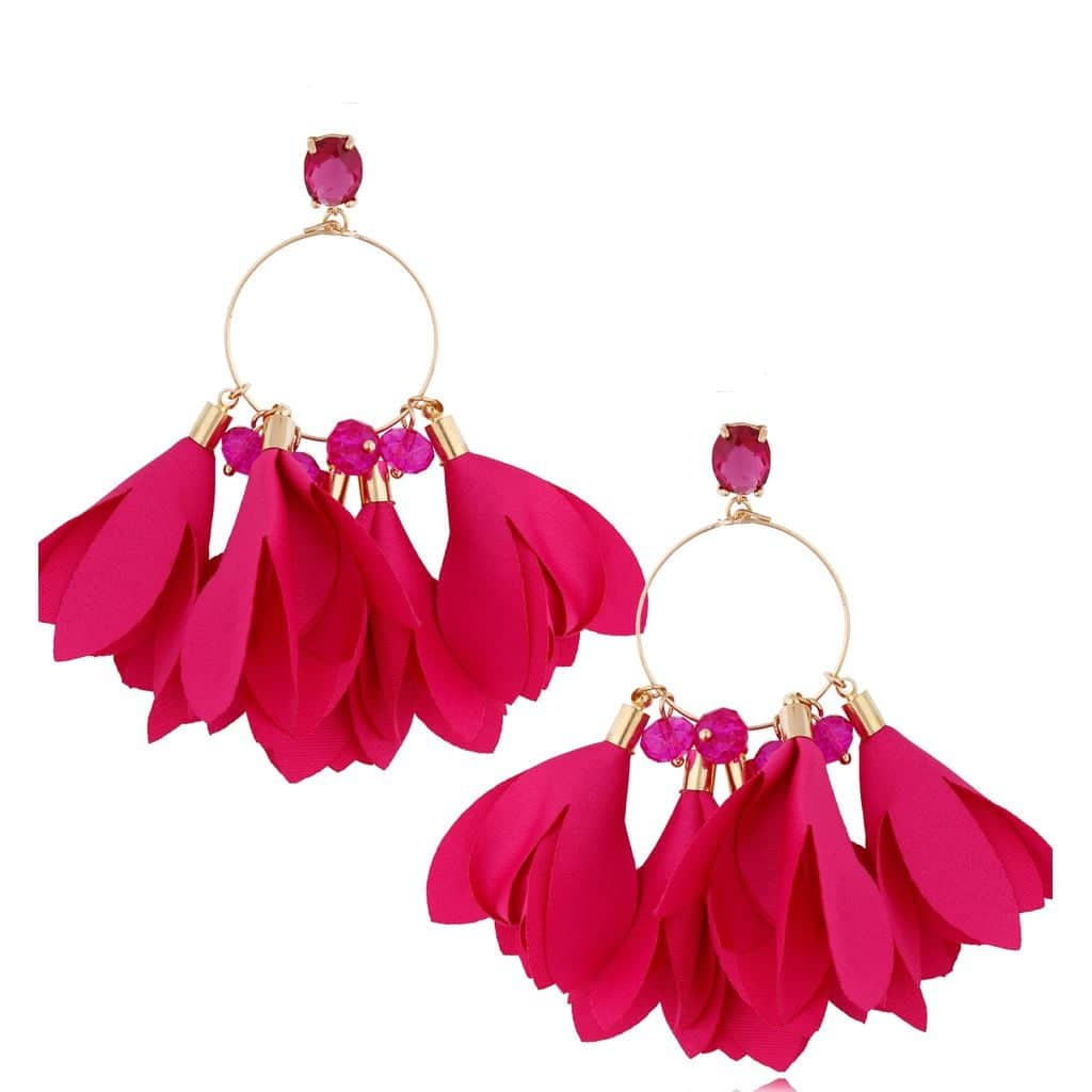 JULIA Fuchsia Satin Flower Earrings