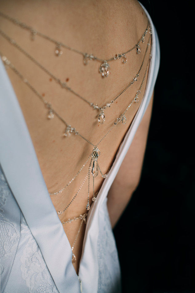 Miniatúra: GRACE Web-styled Back Necklace with Swarovski Clear Crystals