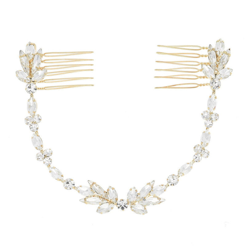 섬네일: AVALON Crystal Gold Bridal Double Hair Comb