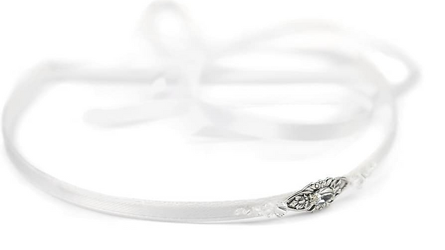 VIVIENNE Vintage Retro Glam Swarovski White Satin & Crystal Wedding Headband - Touch of Venus Jewellery