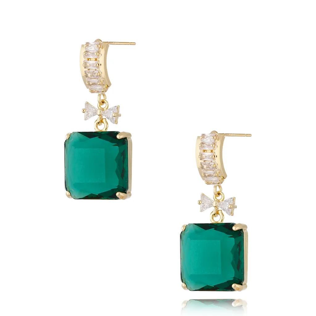 ANICA Crystal Green Earrings - Touch of Venus Jewellery