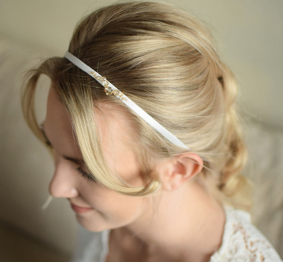 Miniatiūra: JASMINE Golden Shadow Crystal Ecru Wedding Headband