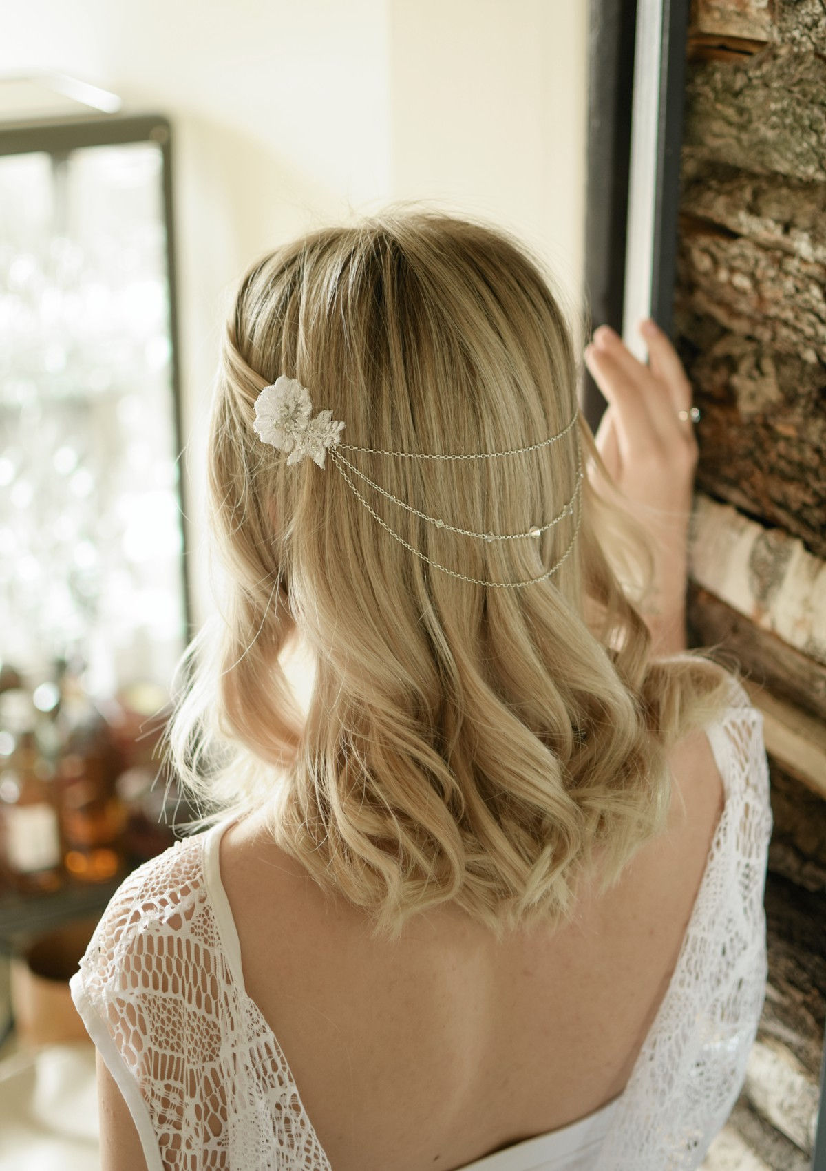 GRACEFUL Embellished Wedding Appliqué Swarovski Hair Comb Drape