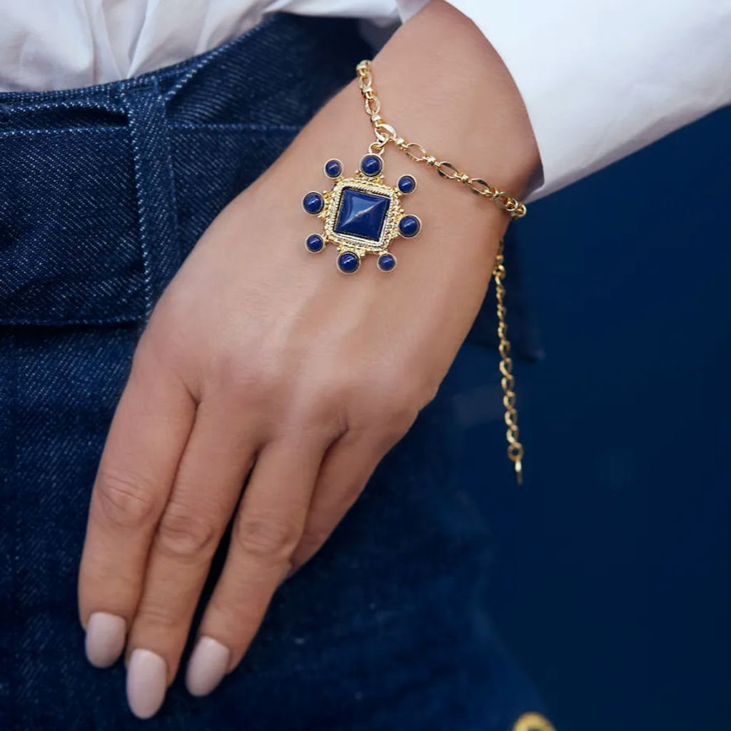 RENA Dark Blue Chain Gold Bracelet