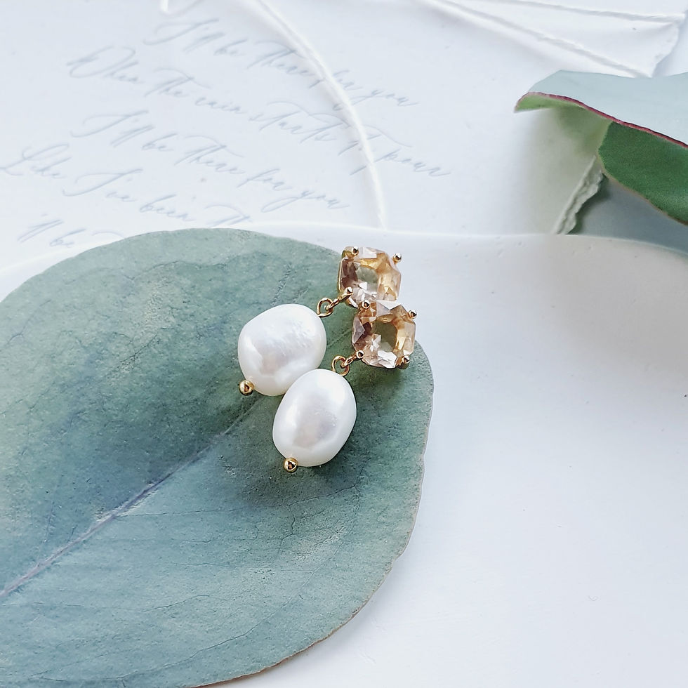 Miniatură: LEYA Crystal Pearl Drop Earrings