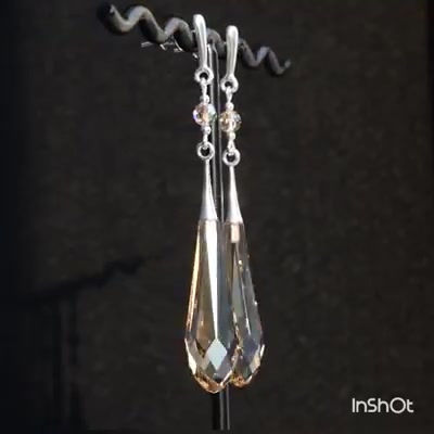 Miniatura: GRACE Sunshine Metallic 24ct Gold Swarovski Long Drop Crystal Earrings