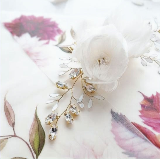 サムネイル： NÉNUPHAR Feather White Hair Accessory