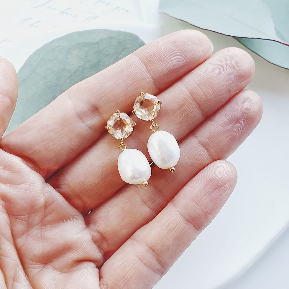 Miniatură: LEYA Crystal Pearl Drop Earrings