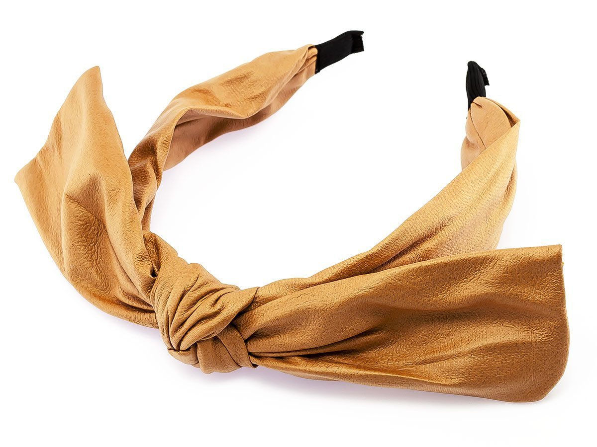 Mustard Leather Bow Headband