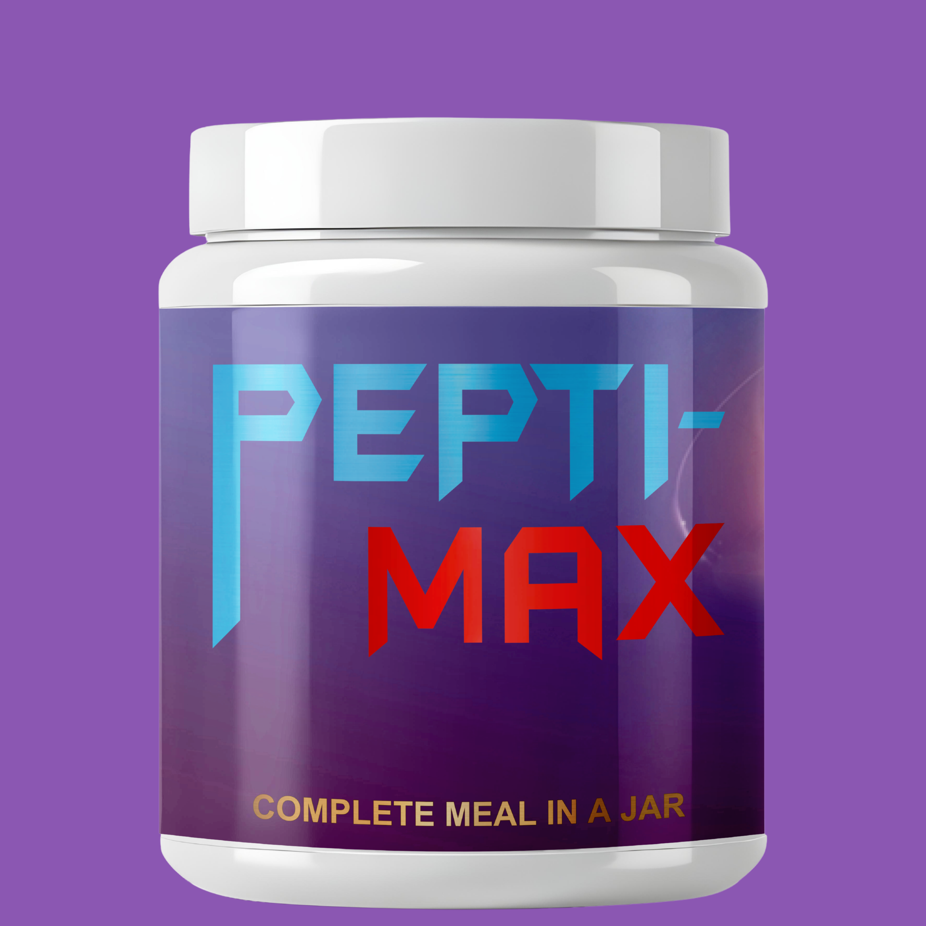 White supplement bottle with pepti-max