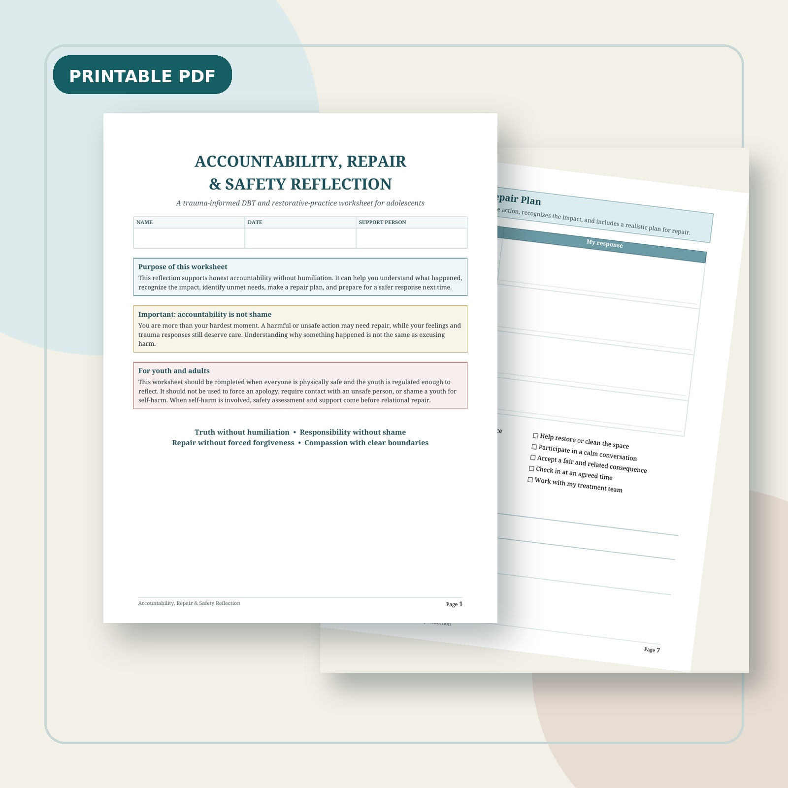 Trauma-Informed Accountability, Repair & Safety Reflection
