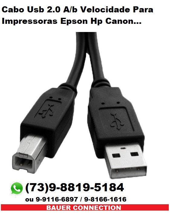 Cabo 2.0 USB para Impressora