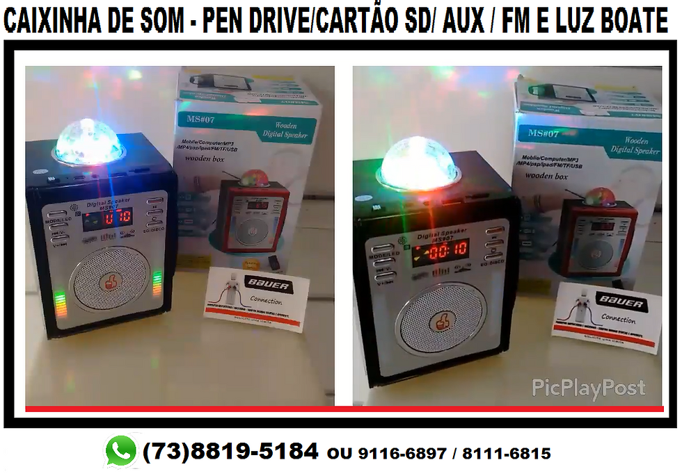 Caixa de Som com Luz de Boate.