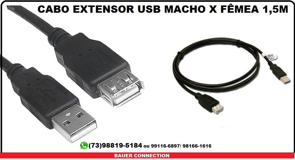 Cabo Extensor USB 2.0 Macho X Fêmea