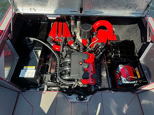 12 foot CenFlo Marine Outlander custom turn key mini jet boat engine bay