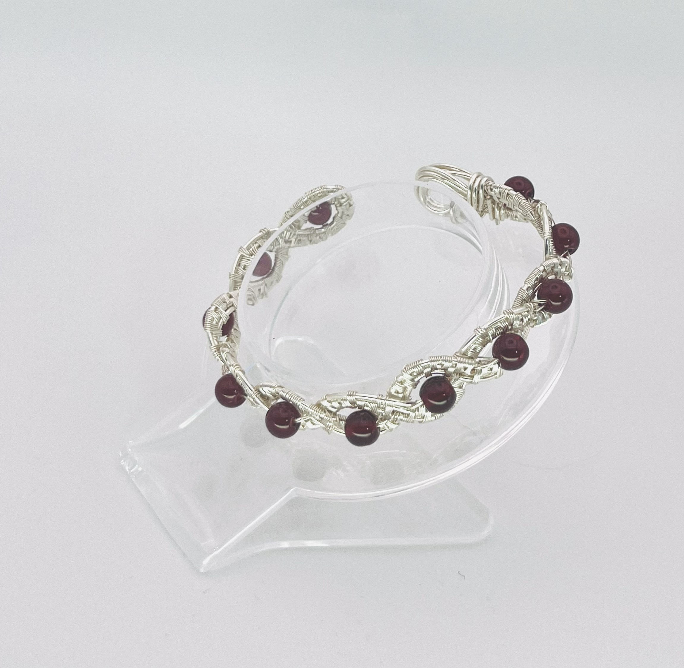 Garnet with silver plated wrap