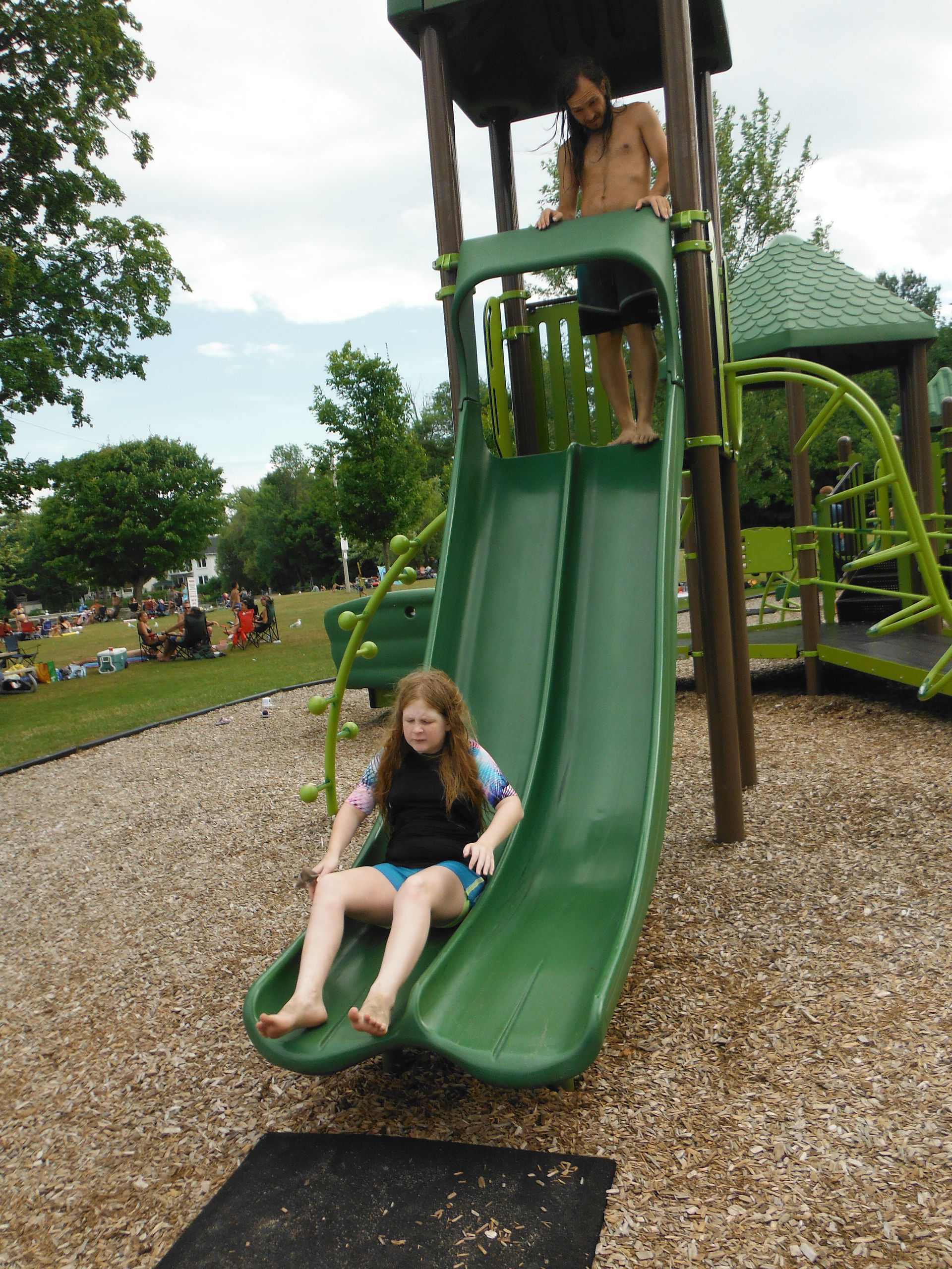 She missed the slide!