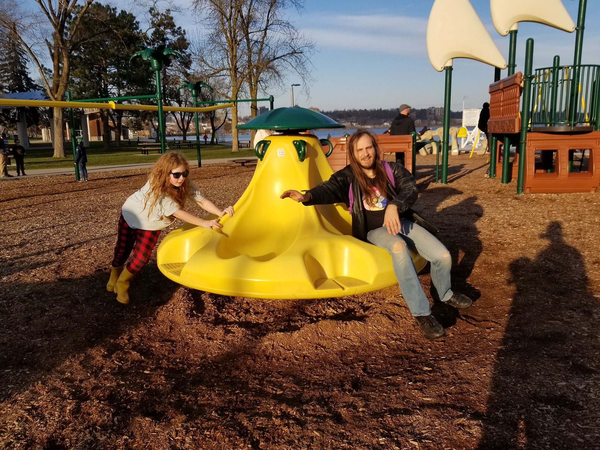 Playing in the playground together.