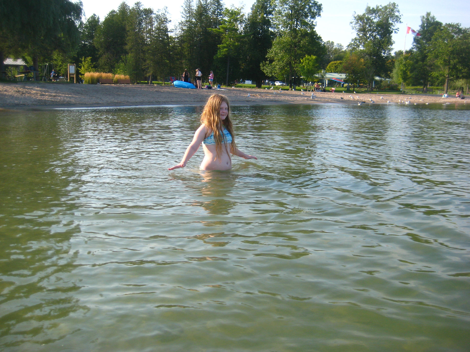 Getting used to the lake.