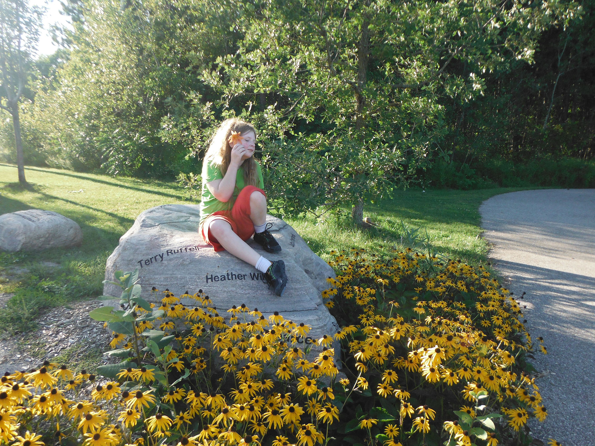 Hope loves to climb rocks.