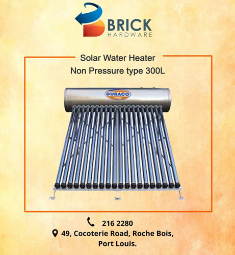 Solar Water Heater Non-Pressure Type 300 Litres [Duraco] | Brickhardware