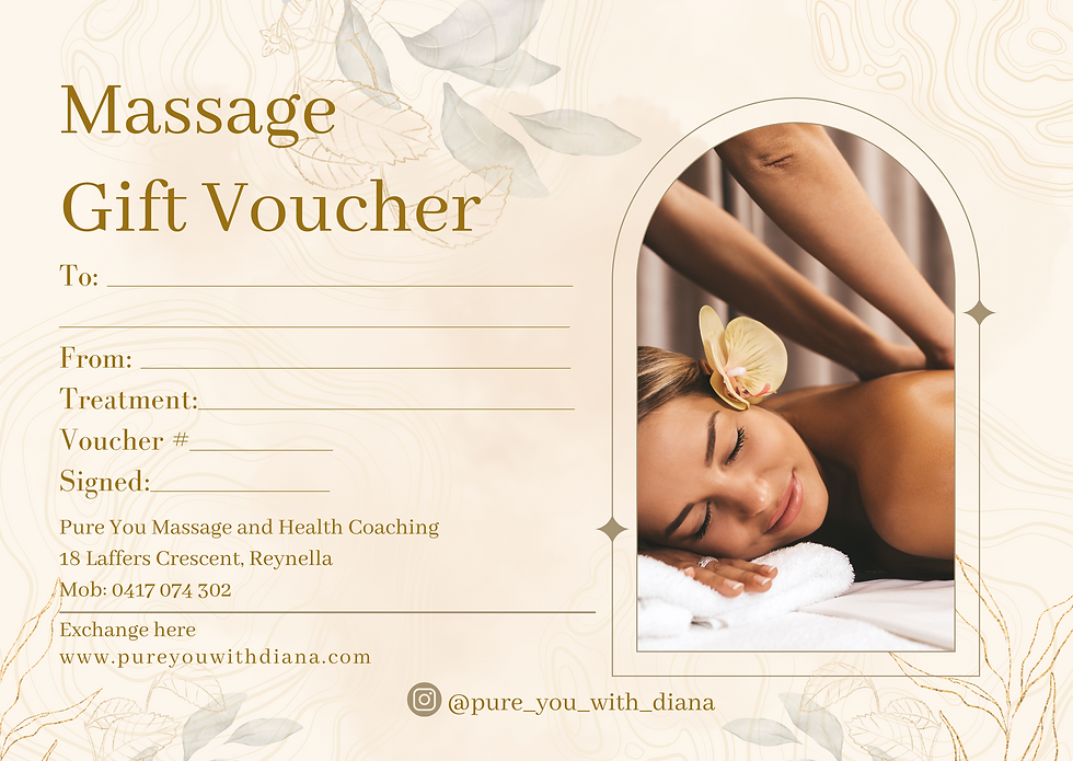 Cream/beige coloured gift voucher that is available to be emailed to your loved one or picked up from my address in Reynella