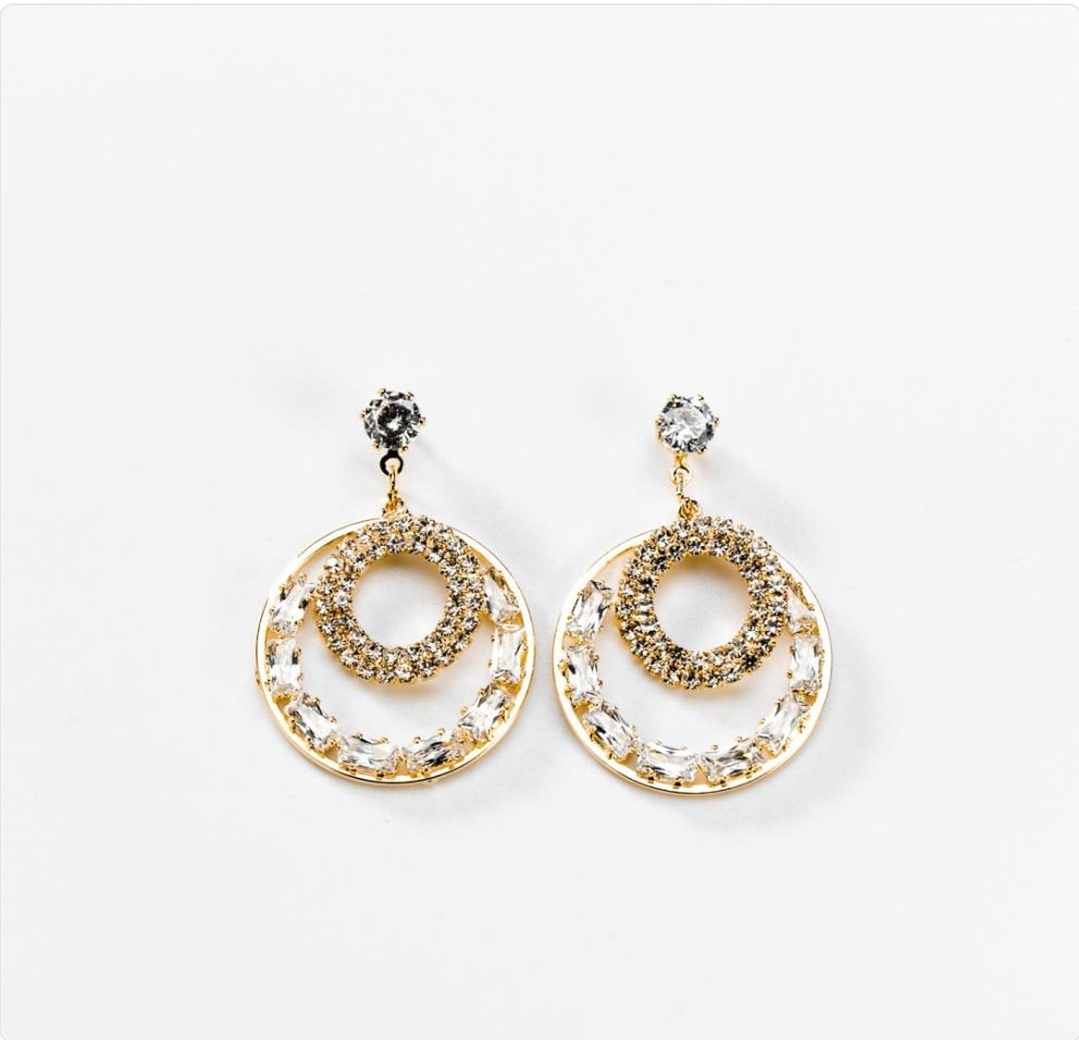 Pendants d'oreilles classiques contemporains plaqués or 24 carats BIGOD126