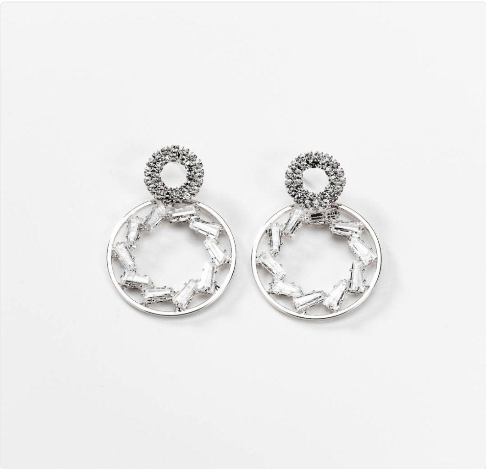 Pendants d'oreilles orbite lumineuse métal rhodié BIGOM136