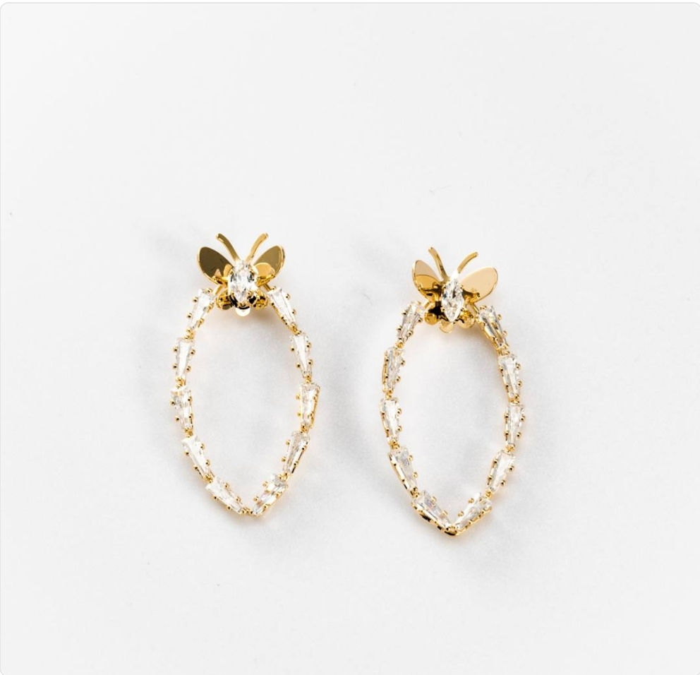 Pendants d'oreilles luciole plaqués or 24 carats BIGOD111