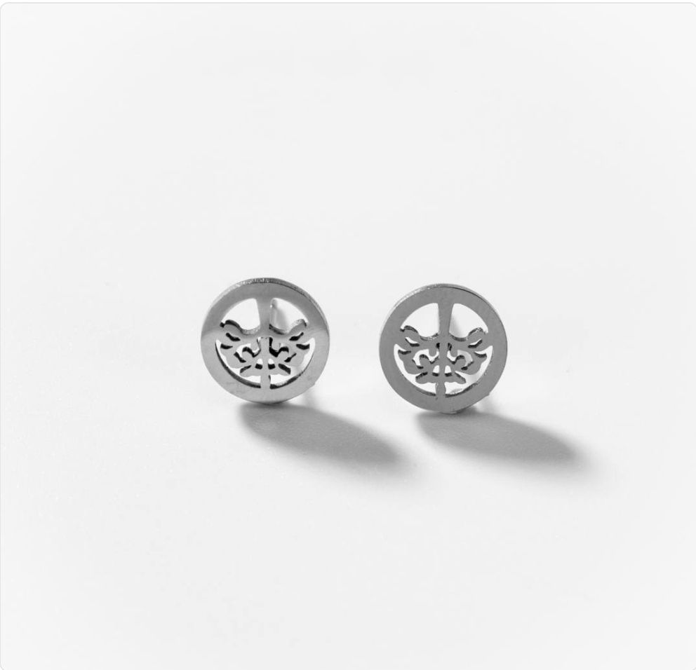 Boucles d'oreilles fleur tribale en acier316. BIGOA002
