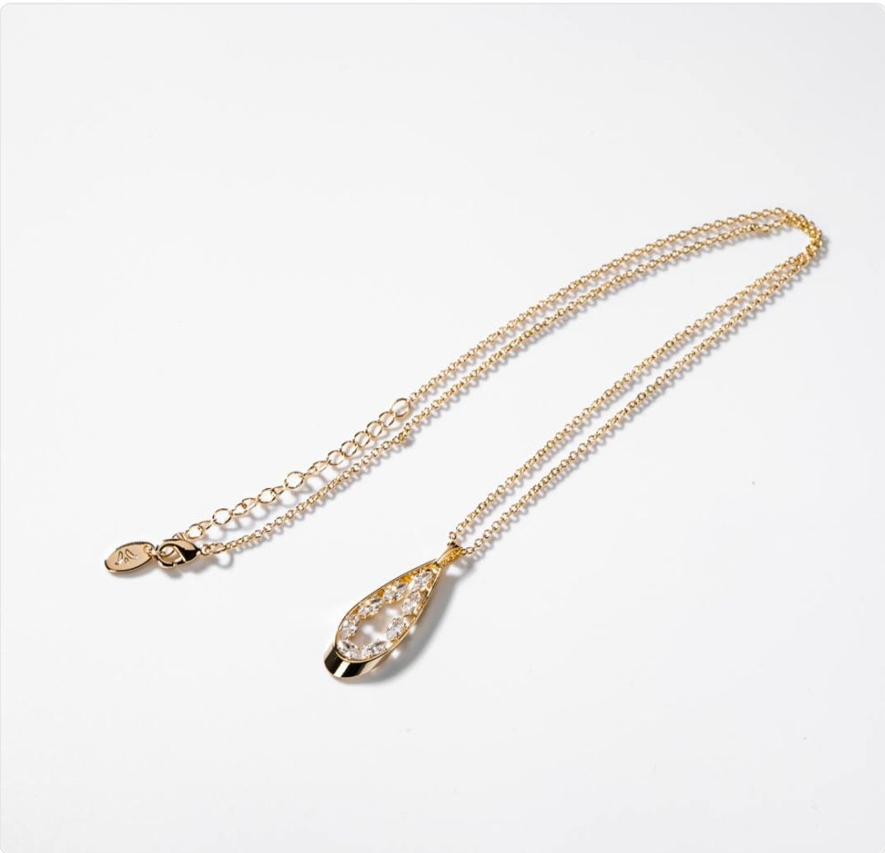 Parure larmes brillantes plaquée or 24 carats BIGCM049