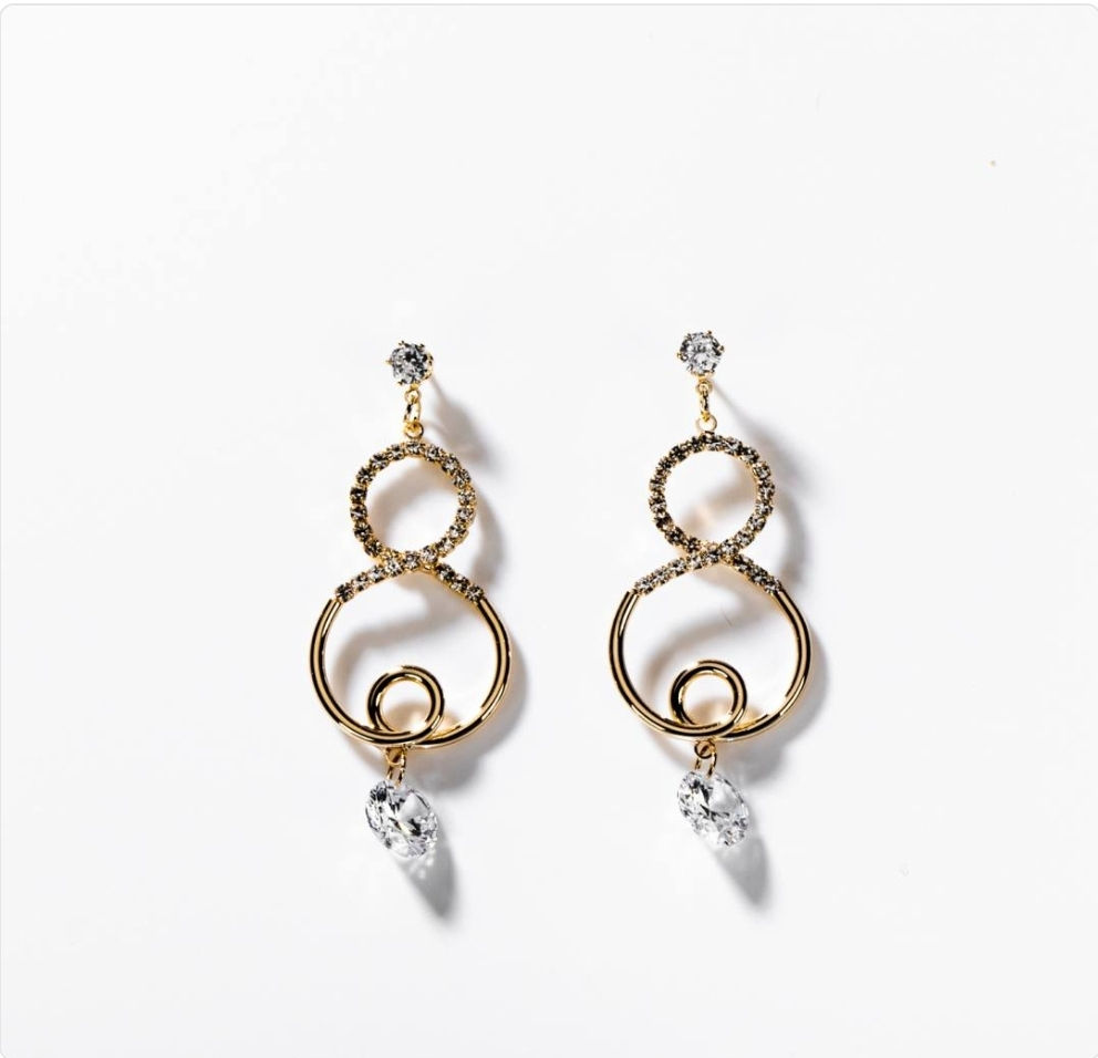 Pendants d'oreilles huit de lumière plaqués or 24 carats BIGOD192