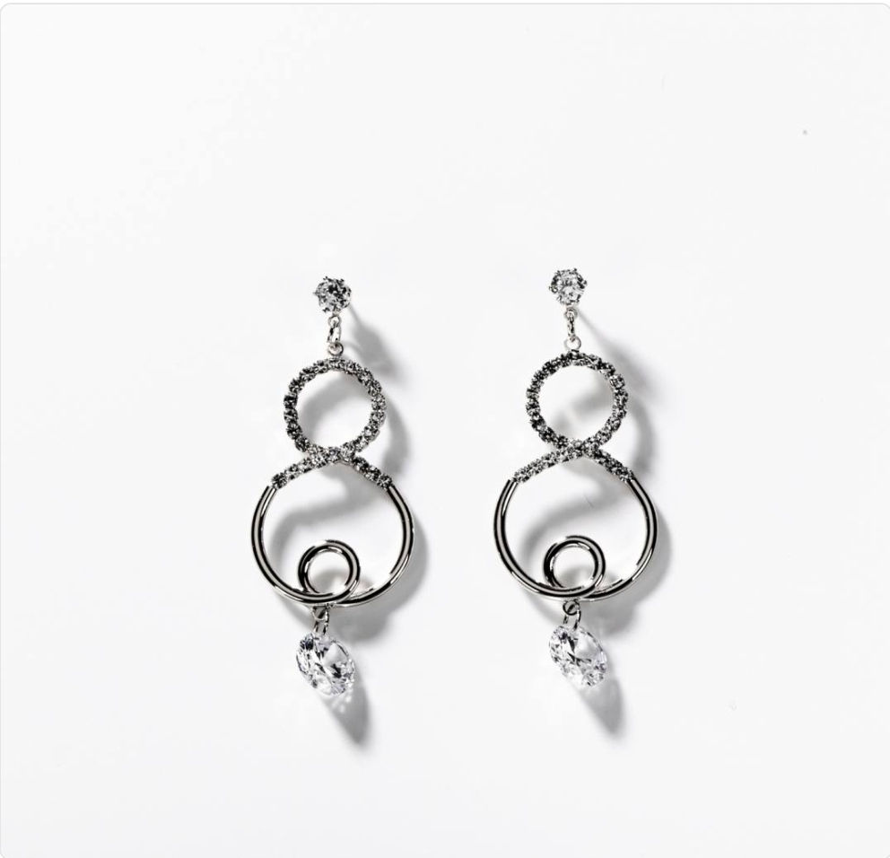 Pendants d'oreilles huit de lumière métal rhodié BIGOM192