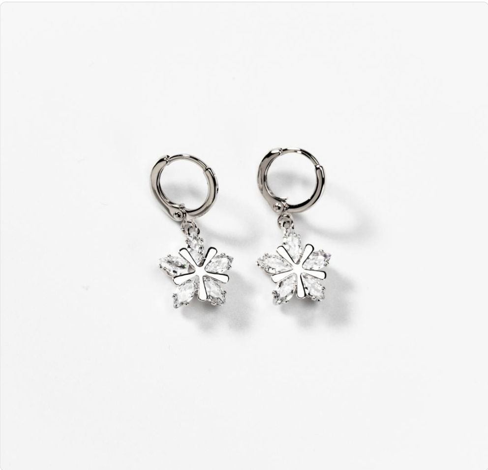 Pendants d'oreilles fleurs de lumière métal rhodié BIGOM196