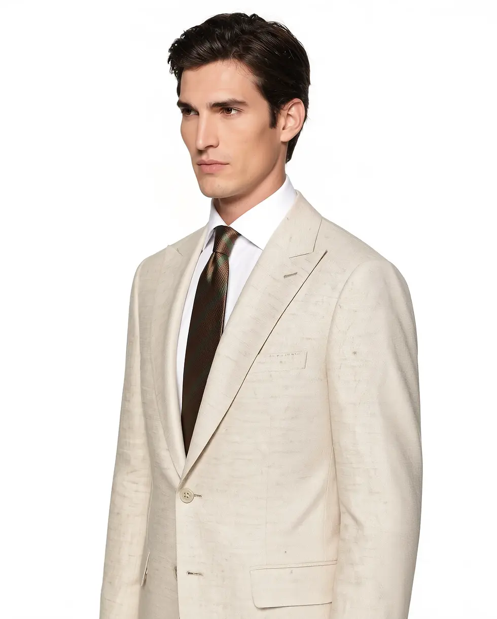 Thumbnail: Men's Slim Fit Linen Suit - Beige