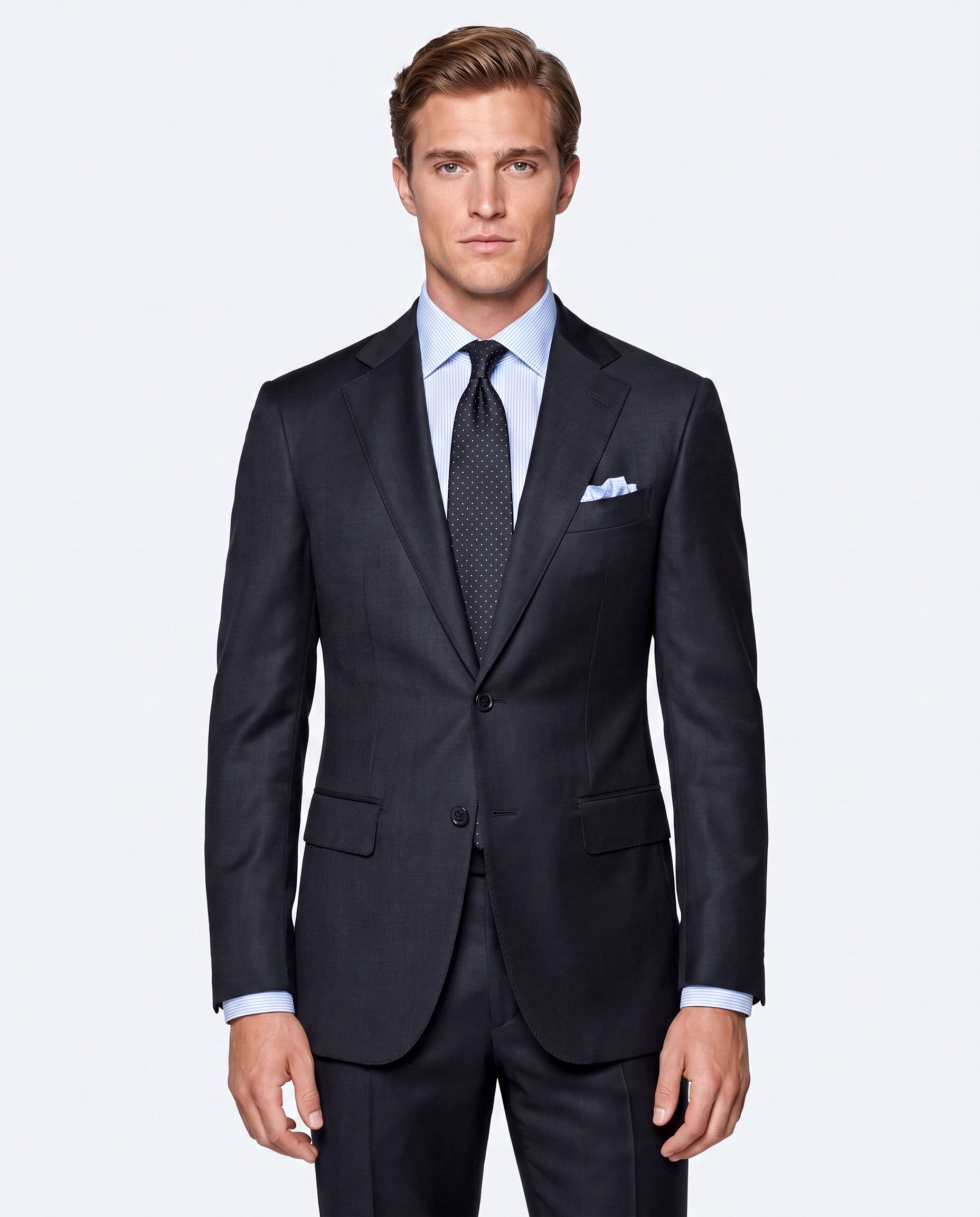 Black Three-Piece Wool Lycra Suit