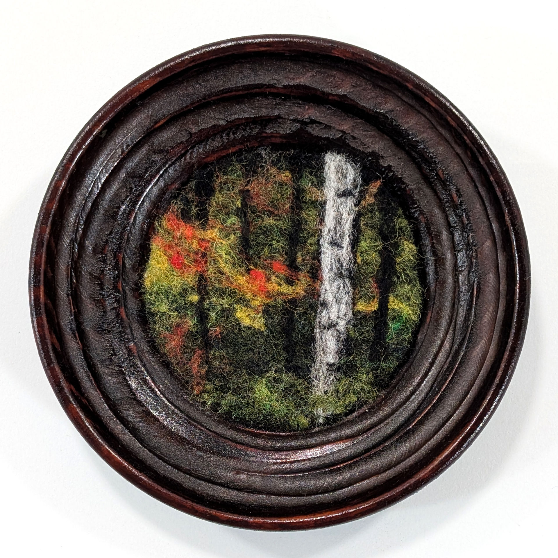 Fall Forest in Wooden Saucer