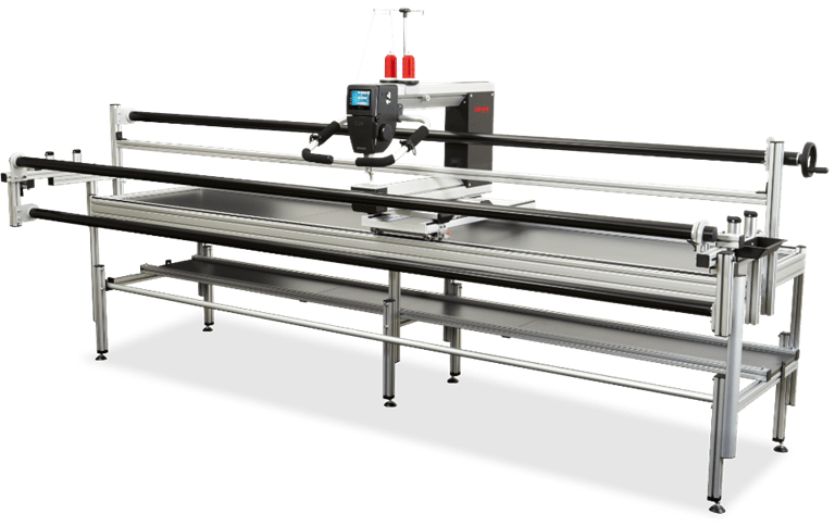 Thumbnail: q24 bernina long arm quilter on a long arm frame