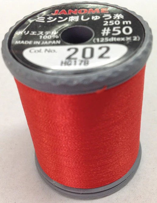 Janome embroidery thread red 202 250 m