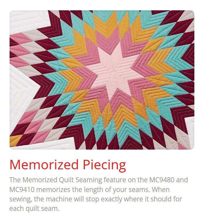 Thumbnail: memorised piecing for patchwork Janome MC 9480 Professional  Patchwrok and Quilting machine