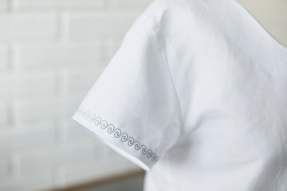 Thumbnail: decorative stitch around the sleeve hem on a top on the Bernina B 540