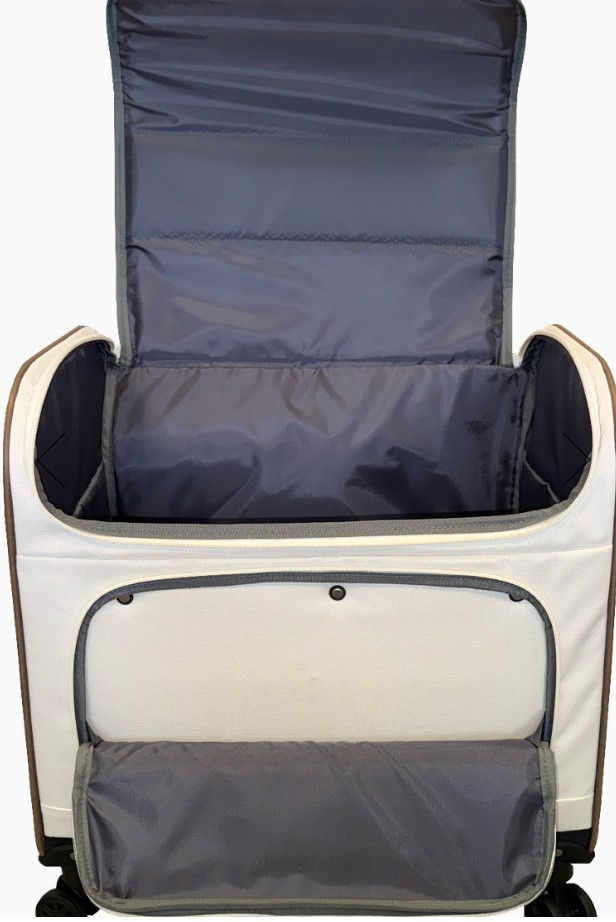 cream with coffee trim open large sewing machine trolley bag from Horn