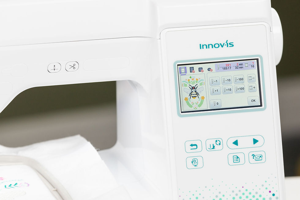 Thumbnail: touch scree display panel showing stitches on the Innovis Brother F540E  sewing and embroidery machine