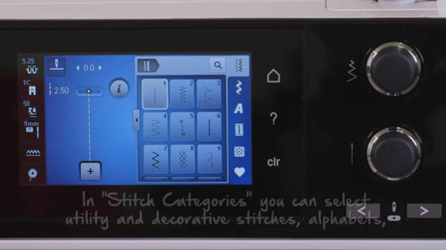 Thumbnail: Touch screen with the utility stitches displayed