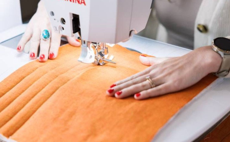 Thumbnail: dual feed walking foot on the Bernina 770 QE PRO sewing and quilting machine
