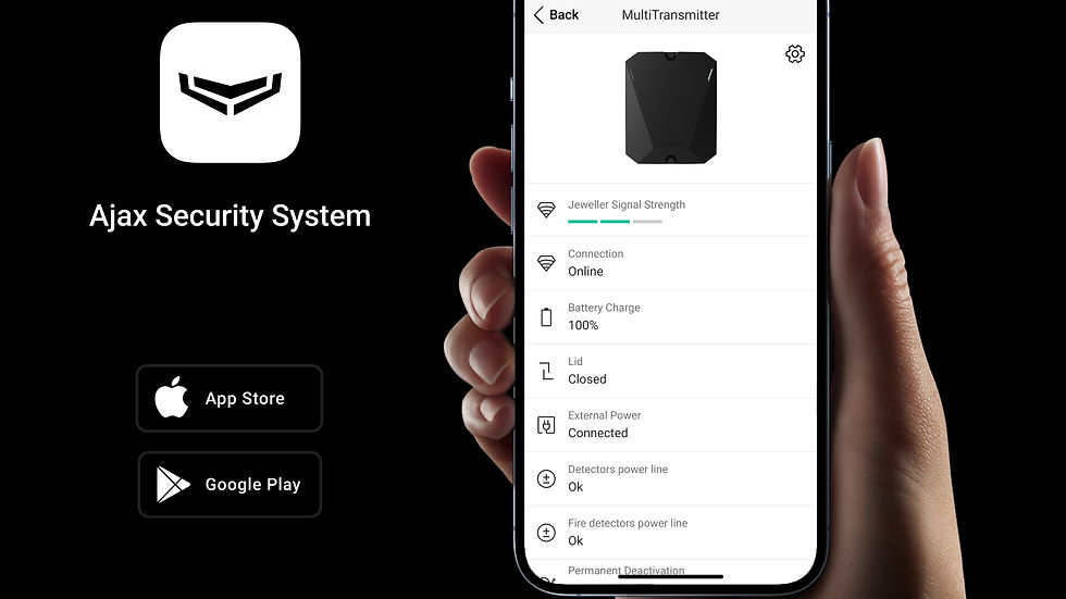 un smartphone avec l'application Ajax Security System à l'écran.