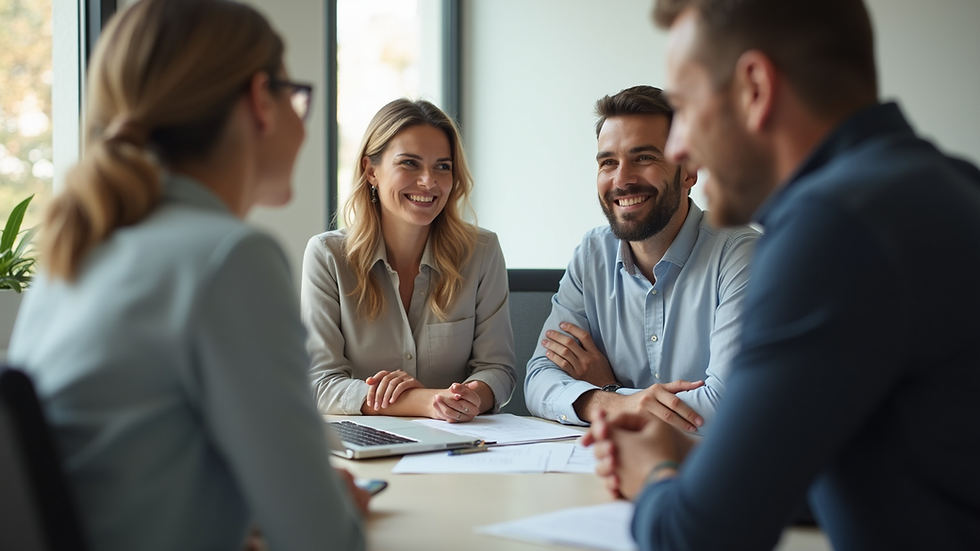 Close-up view of a wellness coach discussing health plans with a corporate team