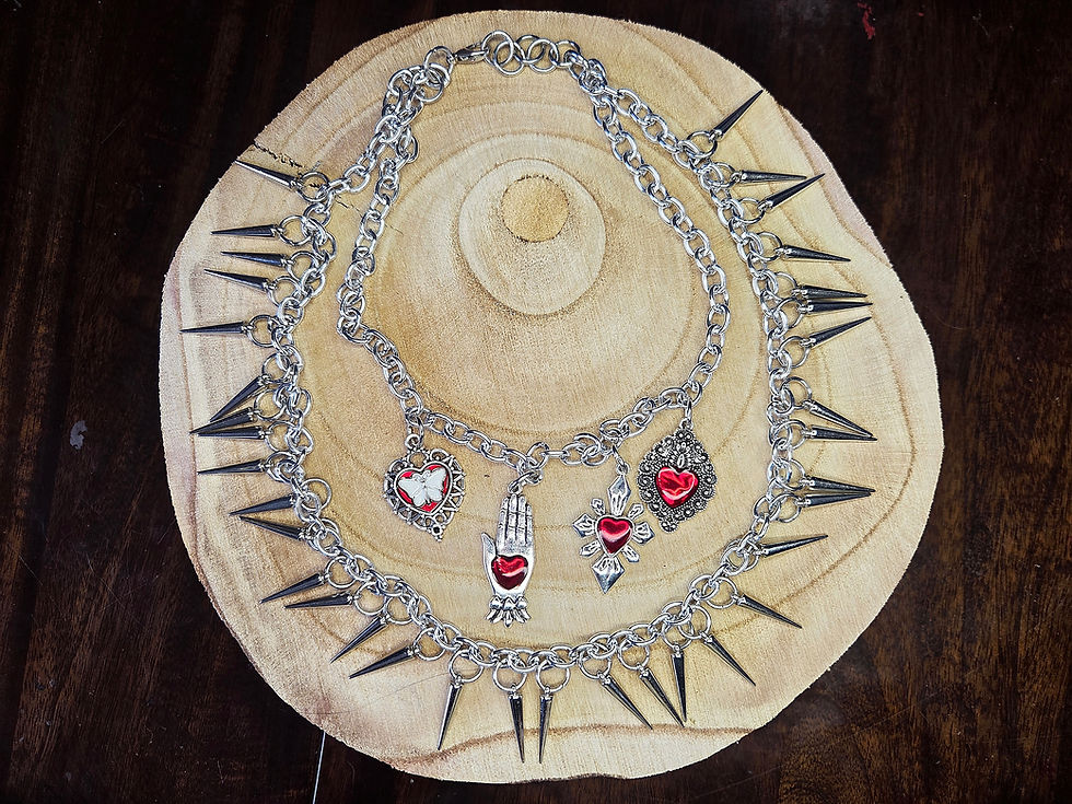 Thumbnail: Protected Heart & Growth- Avant-Garde Metal Chain Layered Statement Necklace 